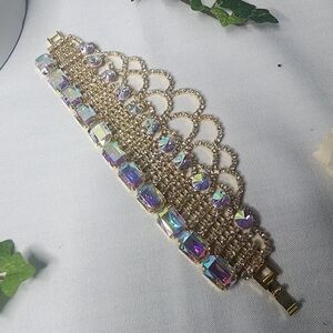 Gold and Iridescent  Statement Glam Bracelet New